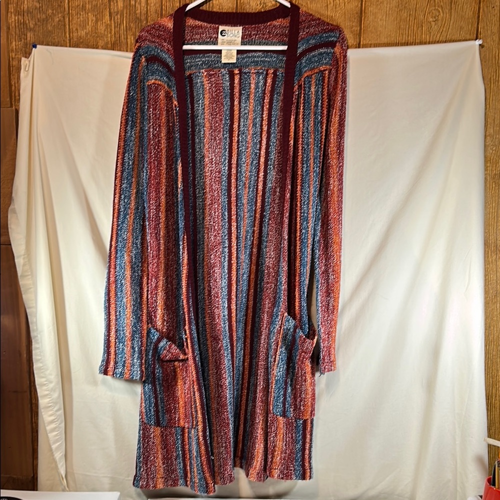 Billabong Striped Multicolor Open Cardigan